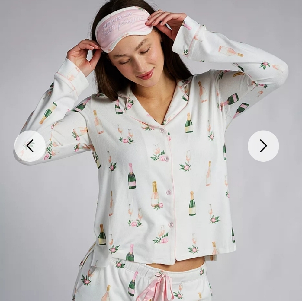 New 3x The PJ Salvage Wake Me For Champagne Butter Jersey PJ Set